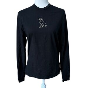 OVO Black Long Sleeve Tee with Gold Owl Logo Crewneck Size Size Medium New